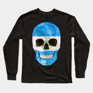 Nicaragua Flag Skull - Gift for Nicaraguan With Roots From Nicaragua Long Sleeve T-Shirt